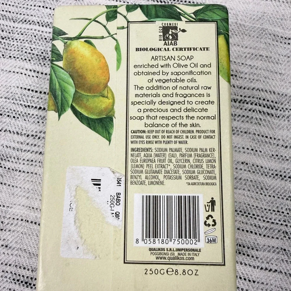 Sapone Del Chianti Tuscan Lemon Bar Soap Made in Italy New Sealed Gift